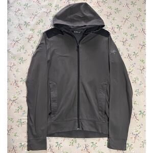 Arcteryx Full Zip Hoodie Jacket Gray Black Medium Cotton Blend Gorpcore Outdoors